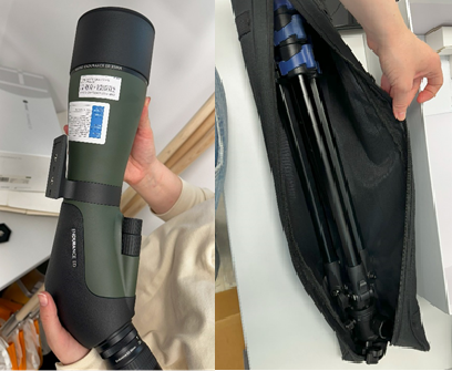 Ornithological scope with tripod and accessories